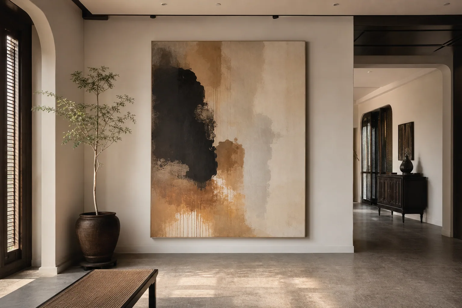 A large painting in a living space